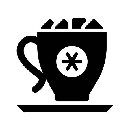 Marshmallow drink vector, Chirstmas menu solid design iconのイラスト素材