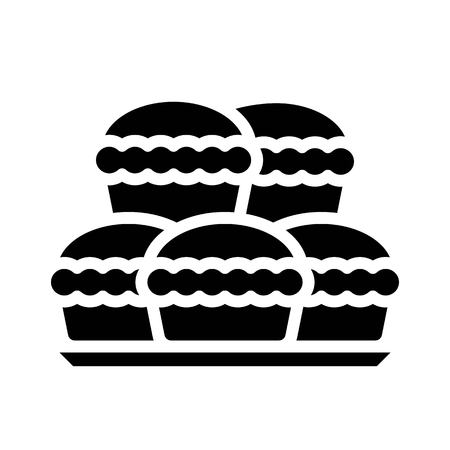 Cupcake vector, Chirstmas menu solid design iconのイラスト素材