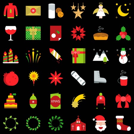 Chirstmas related vector icon set, flat designのイラスト素材