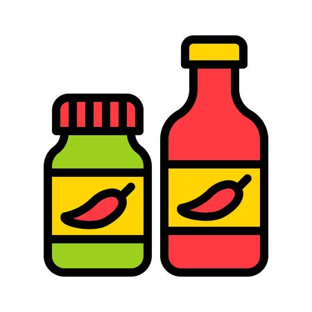 Chili sauce vector, filled design editable outline iconのイラスト素材