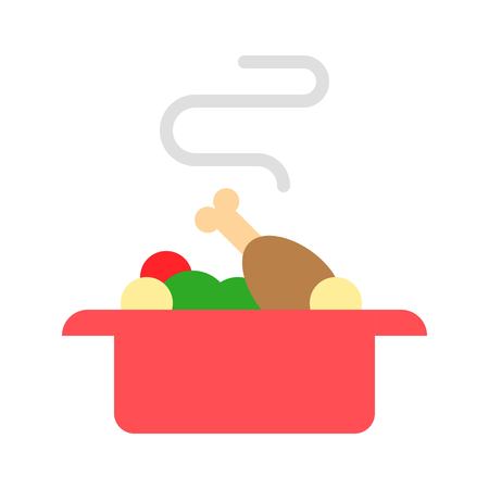 Stew pot vector, Chirstmas menu flat design iconのイラスト素材