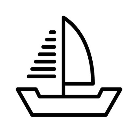 Sailboat vector, Watercraft line design icon editable outlineのイラスト素材