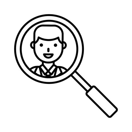 View face with magnifying glass vector illustration, line design iconのイラスト素材