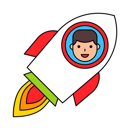 Rocket with face on the window vector, filled design editable outline iconのイラスト素材