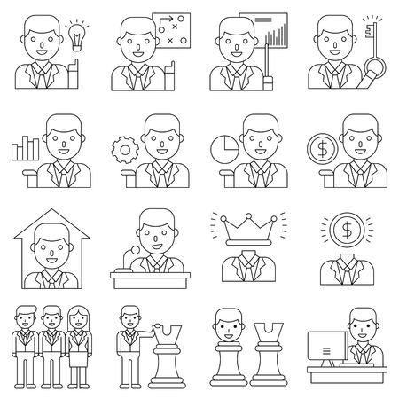 Businessman vector illustration set, line design iconのイラスト素材