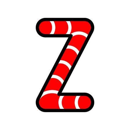 Candy cane alphabet for use as material in Christmas theme, vector illustrationのイラスト素材