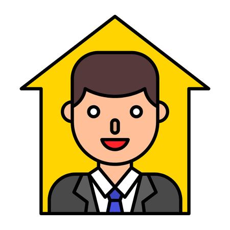 Businessman in up arrow vector, filled design editable outline iconのイラスト素材
