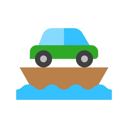 Ferry vector illustration, Watercraft flat design iconのイラスト素材