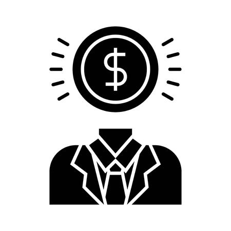 Dollar coin head businessman vector, solid design iconのイラスト素材