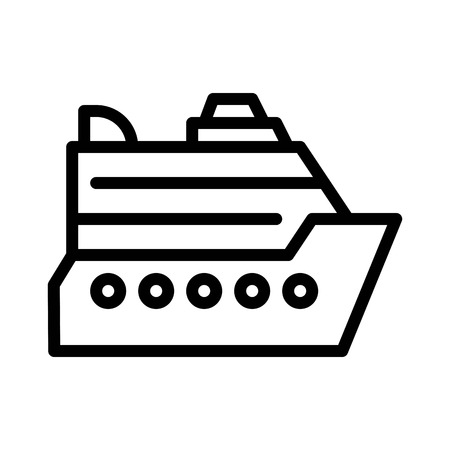 Cruise ship vector, Watercraft line design icon editable outlineのイラスト素材