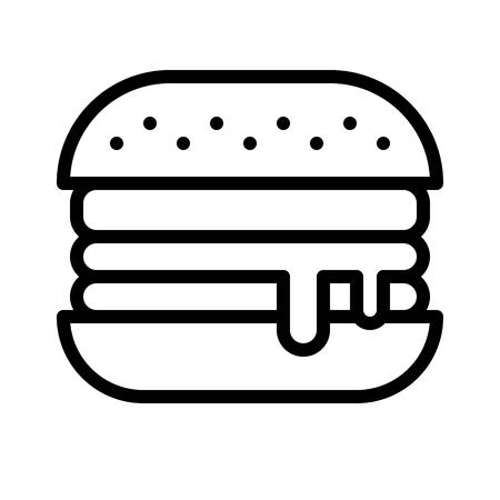 Hamburger vector, Barbecue related line design editable stroke iconのイラスト素材