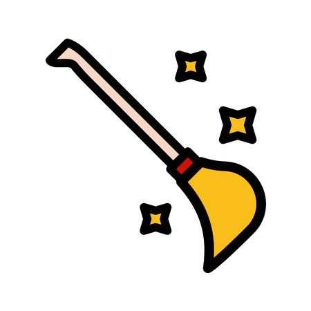 Witch broom vector, Magic related filled design editable stroke iconのイラスト素材