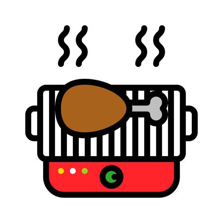 Barbecue grill vector, Barbecue related filled design editable stroke iconのイラスト素材