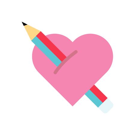 Stabbed heart vector, Valentine and love related flat style iconのイラスト素材