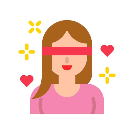 Love is blind vector, Valentine and love related flat style iconのイラスト素材