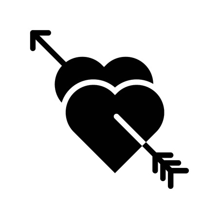 Hearts with arrow vector, Valentine and love related solid style iconのイラスト素材