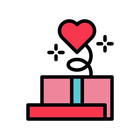 Gift box vector, Valentine and love related filled outline style iconのイラスト素材