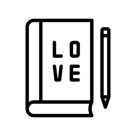 Love diary vector, Valentine and love related line style iconのイラスト素材