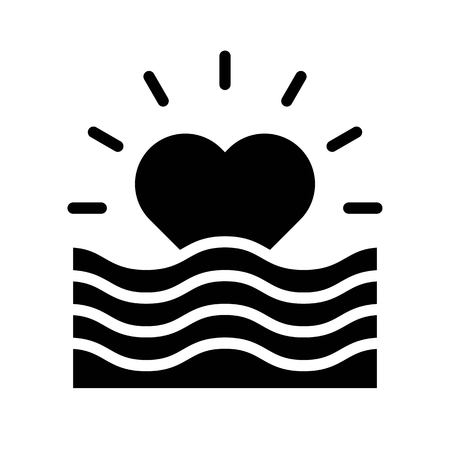 Heart and wave vector, Valentine and love related solid style iconのイラスト素材