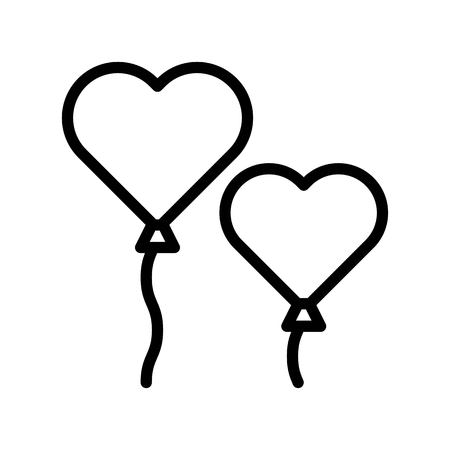Heart balloon vector, Valentine and love related line style iconのイラスト素材