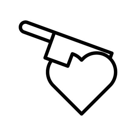 Heart with knife vector, Valentine and love related line style iconのイラスト素材