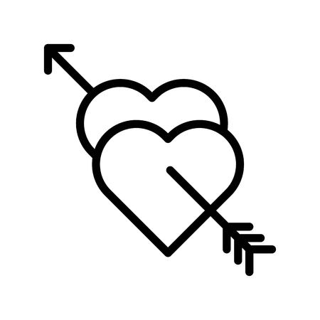Hearts with arrow vector, Valentine and love related line style iconのイラスト素材