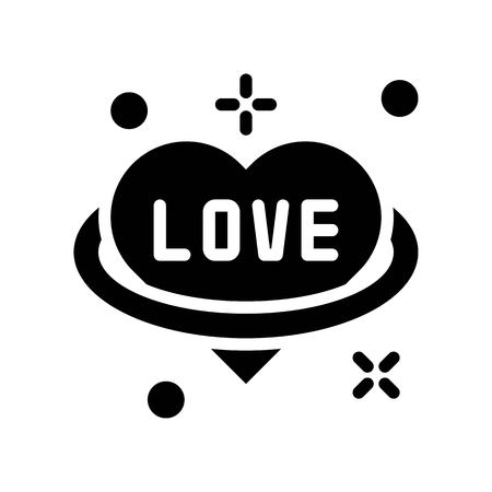 Heart planet vector, Valentine and love related solid style iconのイラスト素材