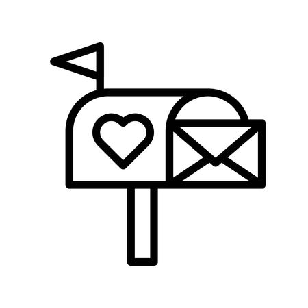 Mailbox vector, Valentine and love related line style iconのイラスト素材