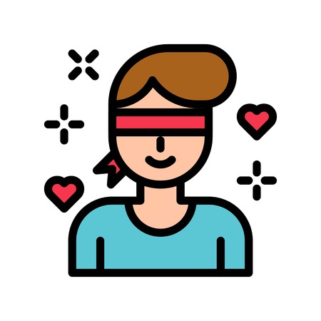 Love is blind vector, Valentine and love related filled outline style iconのイラスト素材