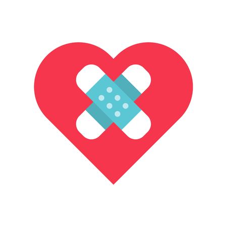 Bandage on heart vector, Valentine and love related flat style iconのイラスト素材