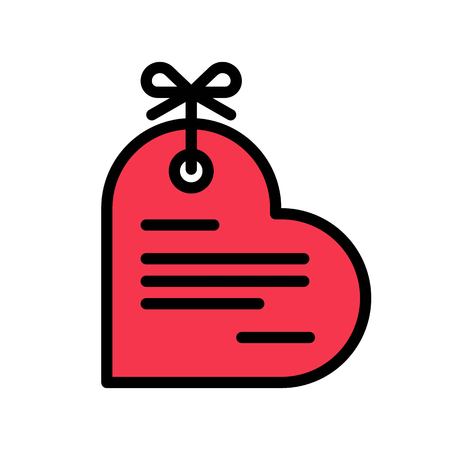 Heart tag vector, Valentine and love related filled outline style iconのイラスト素材