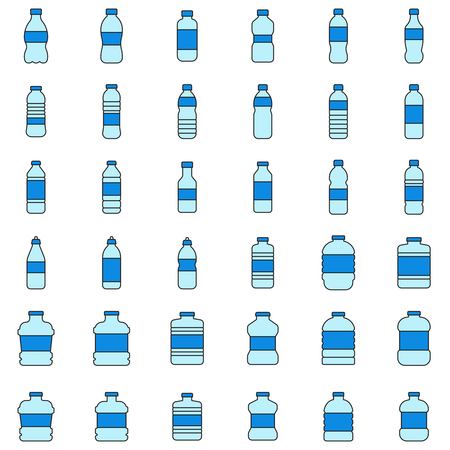 Plastic bottle icon set vector illustration, filled design editable outlineのイラスト素材