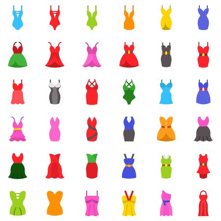 Women clothing vector icon set, flat designのイラスト素材