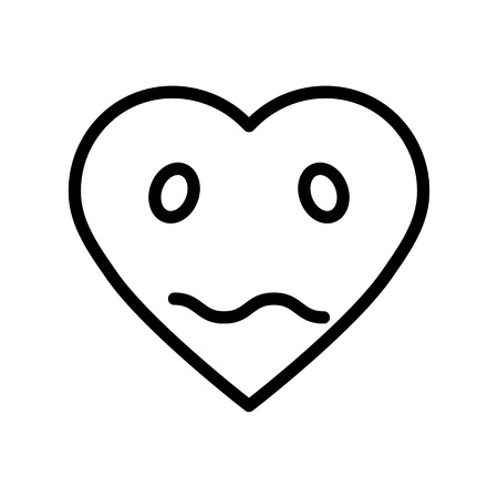 Heart emoticon vector illustration, line design icon editable outlineのイラスト素材