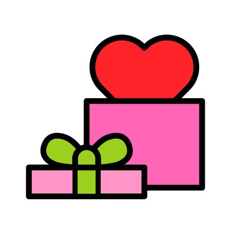Gift box vector illustration, filled design icon editable outlineのイラスト素材