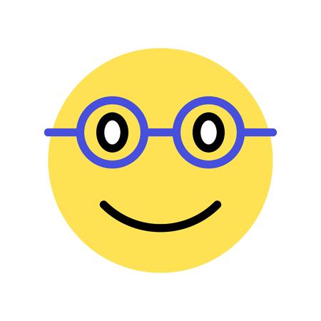Smiling face with glasses vector illustration, Isolated flat design iconのイラスト素材