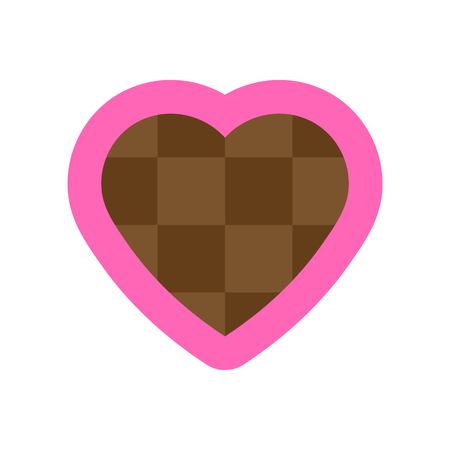 Chocolate heart vector illustration, Isolated flat design iconのイラスト素材