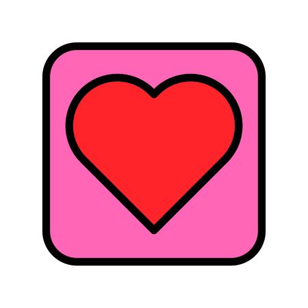 Heart button vector illustration, filled design icon editable outlineのイラスト素材
