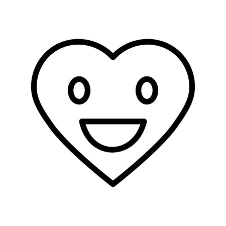 Heart emoticon vector illustration, line design icon editable outlineのイラスト素材