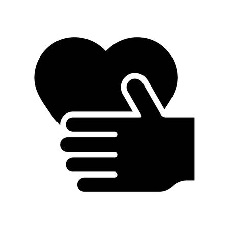 Heart in hand vector illustration, Isolated solid design iconのイラスト素材