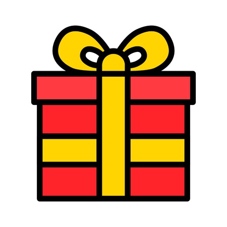 Gift box vector illustration, filled design icon editable outlineのイラスト素材