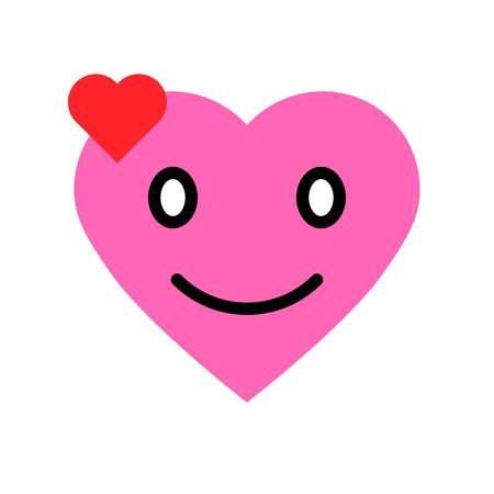 Heart emoticon vector illustration, Isolated flat design iconのイラスト素材
