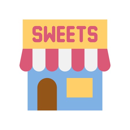 Sweet shop vector illustration, Isolated flat design iconのイラスト素材