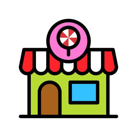 Candy shop vector illustration, filled style icon editable outlineのイラスト素材