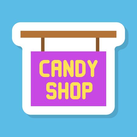 Candy shop sign sticker vector, Isolated flat design iconのイラスト素材