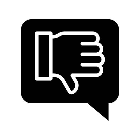 Thumb down in speech bubble vector, Social media solid design iconのイラスト素材