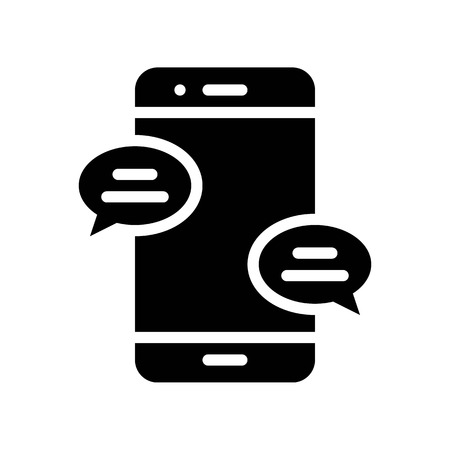 Mobile phone with speech bubble vector, Social media solid design iconのイラスト素材