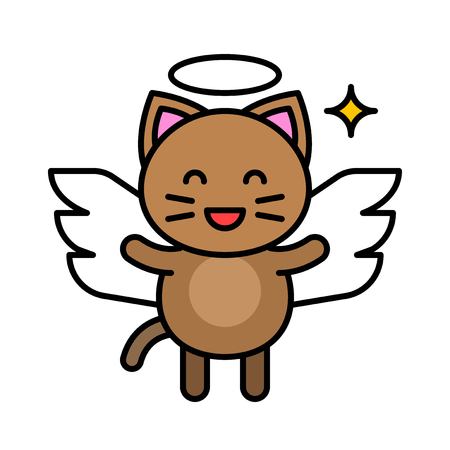 Cute Cat avatar vector illustration, filled style icon editable strokeのイラスト素材