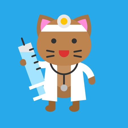 Cute Cat avatar vector illustration, flat style iconのイラスト素材