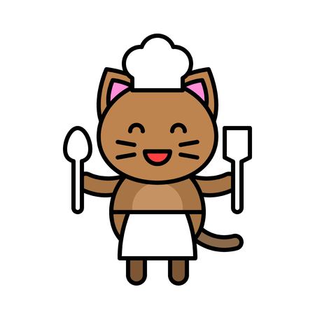 Cute Cat avatar vector illustration, filled style icon editable strokeのイラスト素材